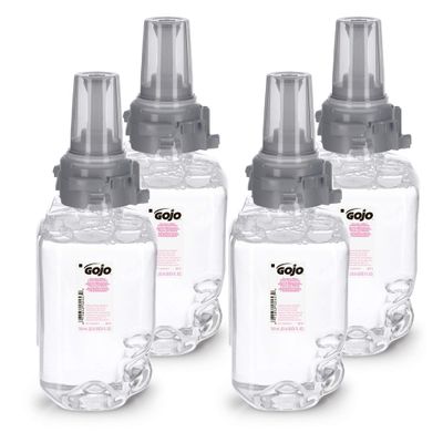 GOJO Clear &amp; Mild Foam Handwash, EcoLogo Certified, 700 mL Hand Soap Refill ADX-7 Push-Style Dispenser (Pack of 4) - 8711-04