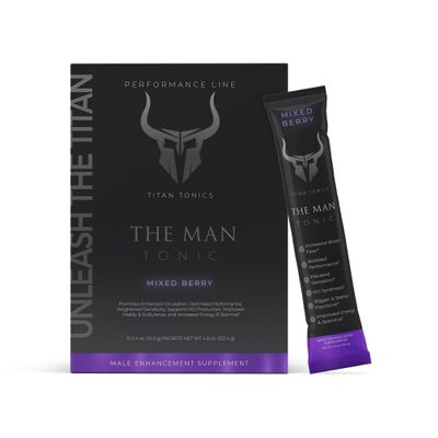 Titan Tonics Male Enhancement Supplement - Testosterone Booster for Men with Nitrosigine, L-Citrulline, Horny Goat Weed Tongkat Ali - for Performance, Enlargement, Libido Drive, 12 Stick Packs