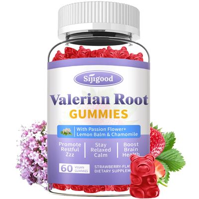 Valerian Root Gummies Organic, Valerian Root Supplement for Zzz, Relaxation Calm, Natural Herbal Supplement for Men Women, Melatonin Free, Vegan, Non-GMO, Strawberry Flavor, 60 Count