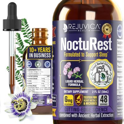 NoctuRest Natural Sleep-Aid with Valerian and Melatonin - All-Natural Liquid Formula for 2X Absorption - Magnesium, L-Theanine More