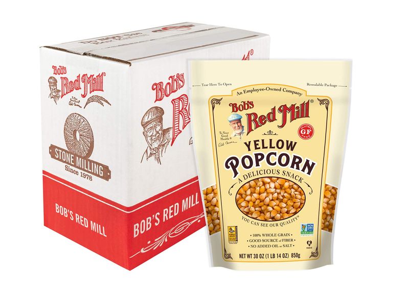 Bob's Red Mill Yellow Popcorn, 30oz (Pack of 4) - Non GMO, Whole Grain, Vegan, Kosher