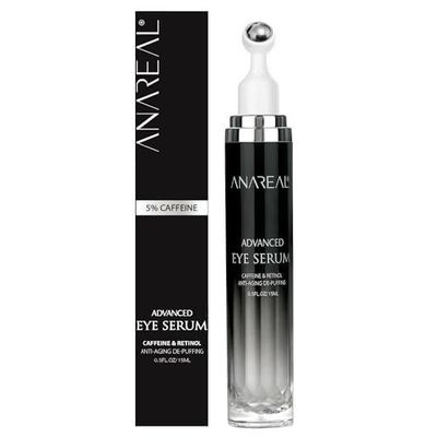 ANAREAL Eye Bags Treatment for Men: Eye Cream for Dark Circles, Caffeine Eye Cream, Eye Roller for Puffy Eyes, Puffy Eyes Treatment