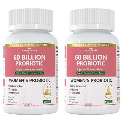 Anven Health Probiotics for Women Digestive Health - 60 Billion Vaginal Probiotic Organic Prebiotics with Cranberry D-Mannose for Gut, Urinary, Immune Health, Vegan Non-GMO 180 Capsules