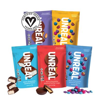 UNREAL Vegan Variety Pack (5 Bag Sampler)  Less Sugar, Fair Trade, Non-GMO Ingredients with no Corn Syrup or Sugar Alcohols, No Soy