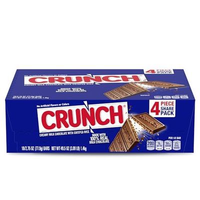 CRUNCH, Bulk 18 Pack, Milk Chocolate and Crisped Rice, Share Size Holiday Candy Bars, Stocking Stuffers, Individually Wrapped, 2.75 oz Each
