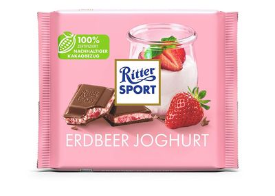 Ritter Sport Chocolate | Ritter Sport Strawberry Yogurt | Ritter Chocolate | German Chocolate Bars | 3,5 Ounce Total