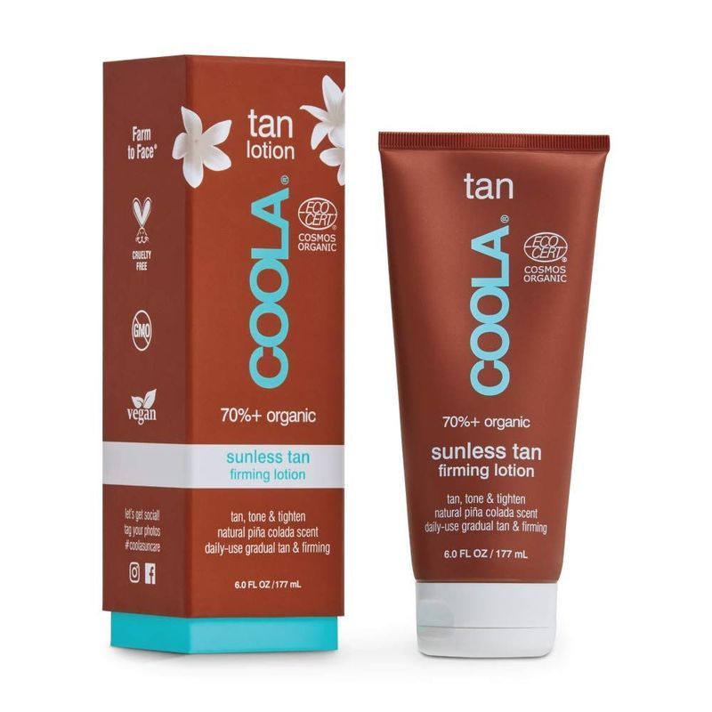 COOLA Organic Sunless Self Tanner Body Firming Lotion, Dermatologist Tested Anti-Aging Skin Care, Vegan and Non-GMO, Pia Colada, 6 Fl Oz
