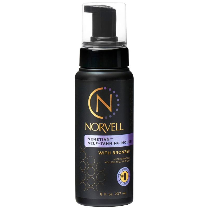 Norvell Venetian Sunless Self Tanner Mousse with Bronzer, 8 Fl Oz - Instant Self Tanning - Natural Looking - Anti-Orange - Fake Tan for Bronzing Glow