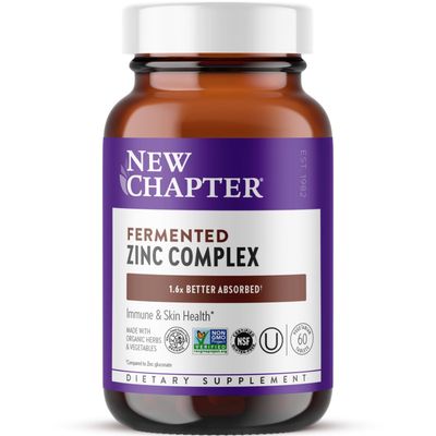 New Chapter Zinc Supplement, Fermented Zinc Complex, ONE Daily for Immune Support + Skin Health, Mineral-Balancing Formula Rich in Copper, Easy to Swallow &amp; Digest, 60 Count (2 Month Supply)