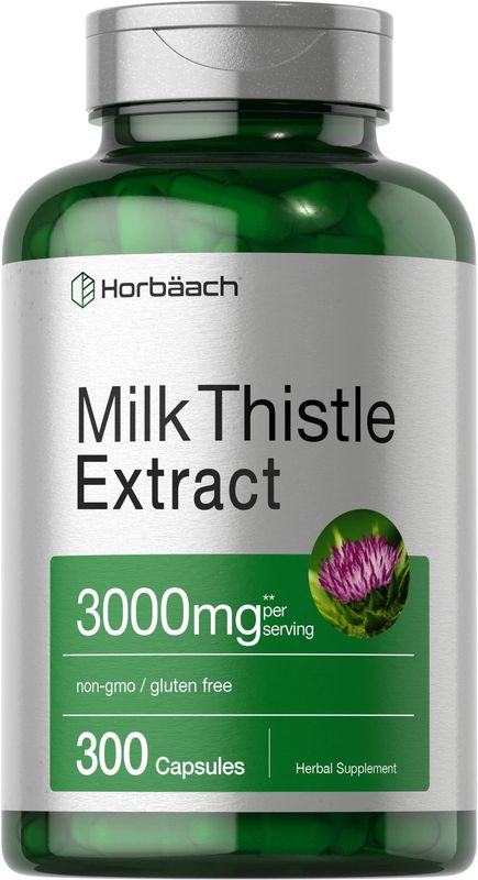 Horbach Milk Thistle Supplement | 3000mg | 300 Capsules | Herbal Extract | Non-GMO, Gluten Free