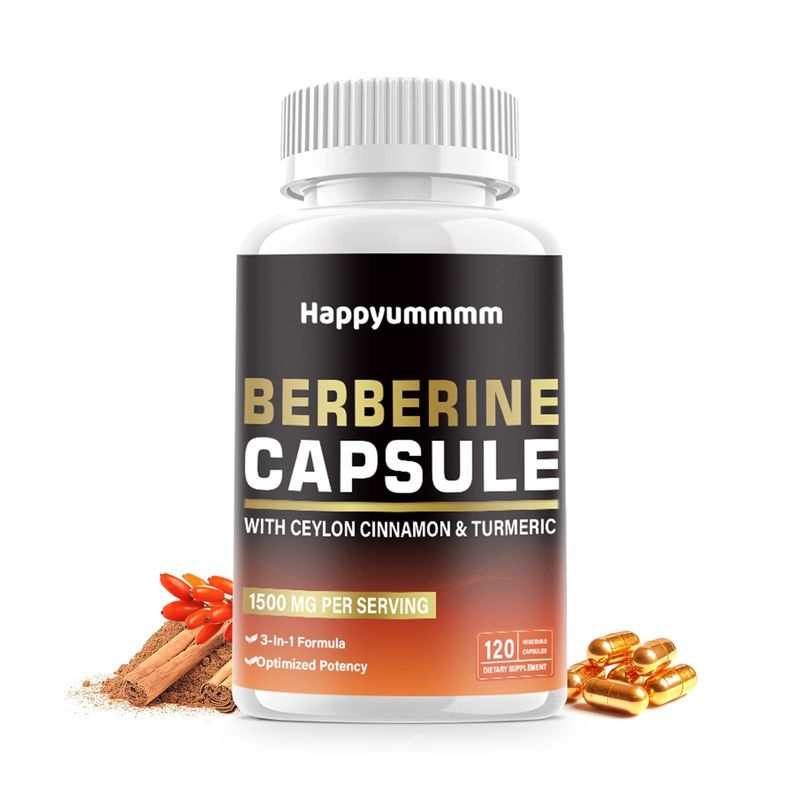 Berberine Supplement with Ceylon Cinnamon 1500mg-120 Capsules-High Potency Berberine HCL Supplement for Immune and MetabolismW Support,Vegan, Organic, Non-GMO