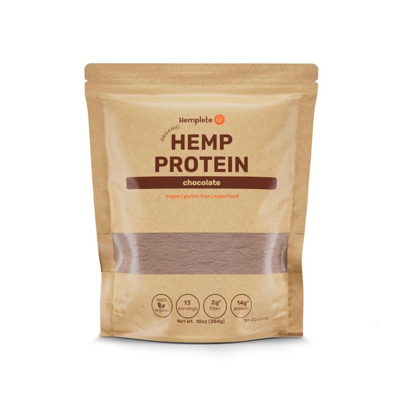hemplete Hemp Vegan Protein Powder for Heart and Brain Health, Easy to Digest Chocolate Powder Drink with Plant Protein for Muscle Building and Recovery, 9 Essential Amino Acids (Chocolate, 10 ounces)