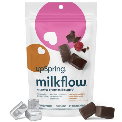 UpSpring Lactation Supplement for Breastfeeding, Lactation Snacks with Fenugreek and Blessed Thistle, Breastfeeding Essentials Support, Breast Milk Supply - Choco Raspberry (28 Count)