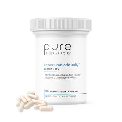 Pure Therapro Rx Power Probiotic Daily - 30 Acid-Resistant Capsules | 4 Proven Strains - 30 Billion CFU/Capsule | Patented Activ-Vial Desiccant Bottle to Ensure Freshness | NO Refrigeration Required