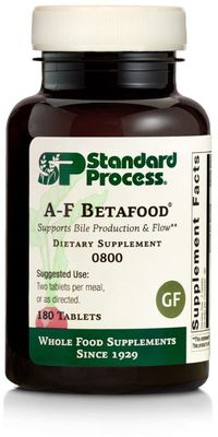 Standard Process Inc. A-F Betafood - Gluten-Free Liver Support, Cholesterol Metabolism, and Gallbladder Support Supplement with Vitamin A, Iodine, Vitamin B6-180 Tablets