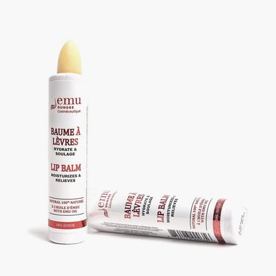 Emu Dundee | 2 Tubes of Natural Lip Balm with Emu Oil, Made in Canada | Relieves, Hydrates and Soothes Dry, Cracked &amp; Chapped Lips | Fragrance Free(2x 3.8g)