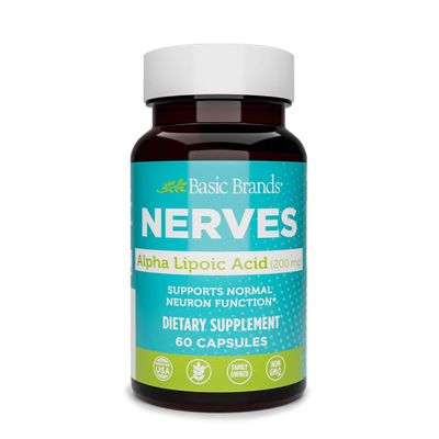 Basic Brands Nerves Alpha Lipoic Acid, 200 mg, Neuron Function (Pack of 1)