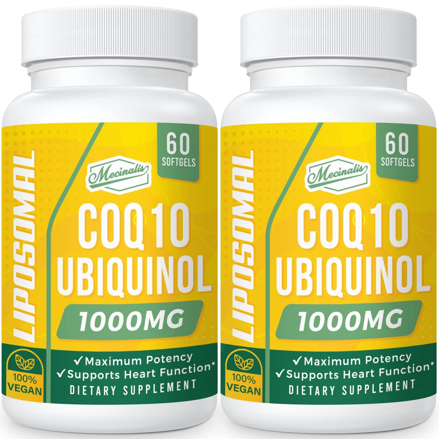 Mecinalis 1000mg Liposomal CoQ10 Softgels | Better Absorption CoQ10 Ubiquinol Supplement | Heart Function &amp; Energy Production | Active Antioxidant Form of Vegan Coenzyme Q10 | Non-GMO | 120 Softgels