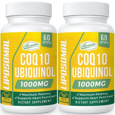 Mecinalis 1000mg Liposomal CoQ10 Softgels | Better Absorption CoQ10 Ubiquinol Supplement | Heart Function &amp; Energy Production | Active Antioxidant Form of Vegan Coenzyme Q10 | Non-GMO | 120 Softgels