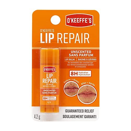 O&#39;Keeffe&#39;s Unscented Lip Repair Lip Balm for Dry, Cracked Lips, Stick, (Pack of 5)