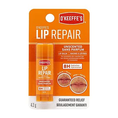 O&#39;Keeffe&#39;s Unscented Lip Repair Lip Balm for Dry, Cracked Lips, Stick, (Pack of 5)