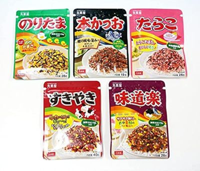 Marumiya Furikake Japanese Rice Seasonings 5 packs (5.04oz) noritama,sukiyaki,okaka(bonito),tarakocod roe)