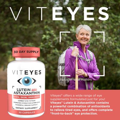 Viteyes Lutein &amp; Astaxanthin - Relieve Eye Fatigue, Hydrate &amp; Firm Skin, Blue Light Protection, Immune Support, 20 mg Lutein, 4 mg Astaxanthin, Eye Vitamins, Doctor Trusted Brand, 30 Capsules
