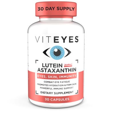Viteyes Lutein &amp; Astaxanthin - Relieve Eye Fatigue, Hydrate &amp; Firm Skin, Blue Light Protection, Immune Support, 20 mg Lutein, 4 mg Astaxanthin, Eye Vitamins, Doctor Trusted Brand, 30 Capsules
