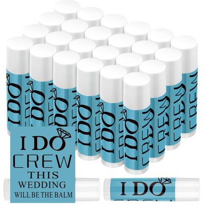 Suttmin 24 Pcs Bachelorette Lip Balm I Do Crew Wedding Party Gifts Bachelorette Lip Balm Gift Wedding Favors for Party Guest Supplies(Black with Blue)