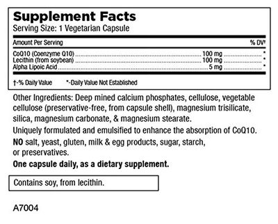 Mt. Angel Vitamins CoQ10 100mg Plus Alpha Lipoic Acid, Superior Absorption Natural Supplement Form of Coenzyme Q10, with ALA, 30 Vegetarian Capsules