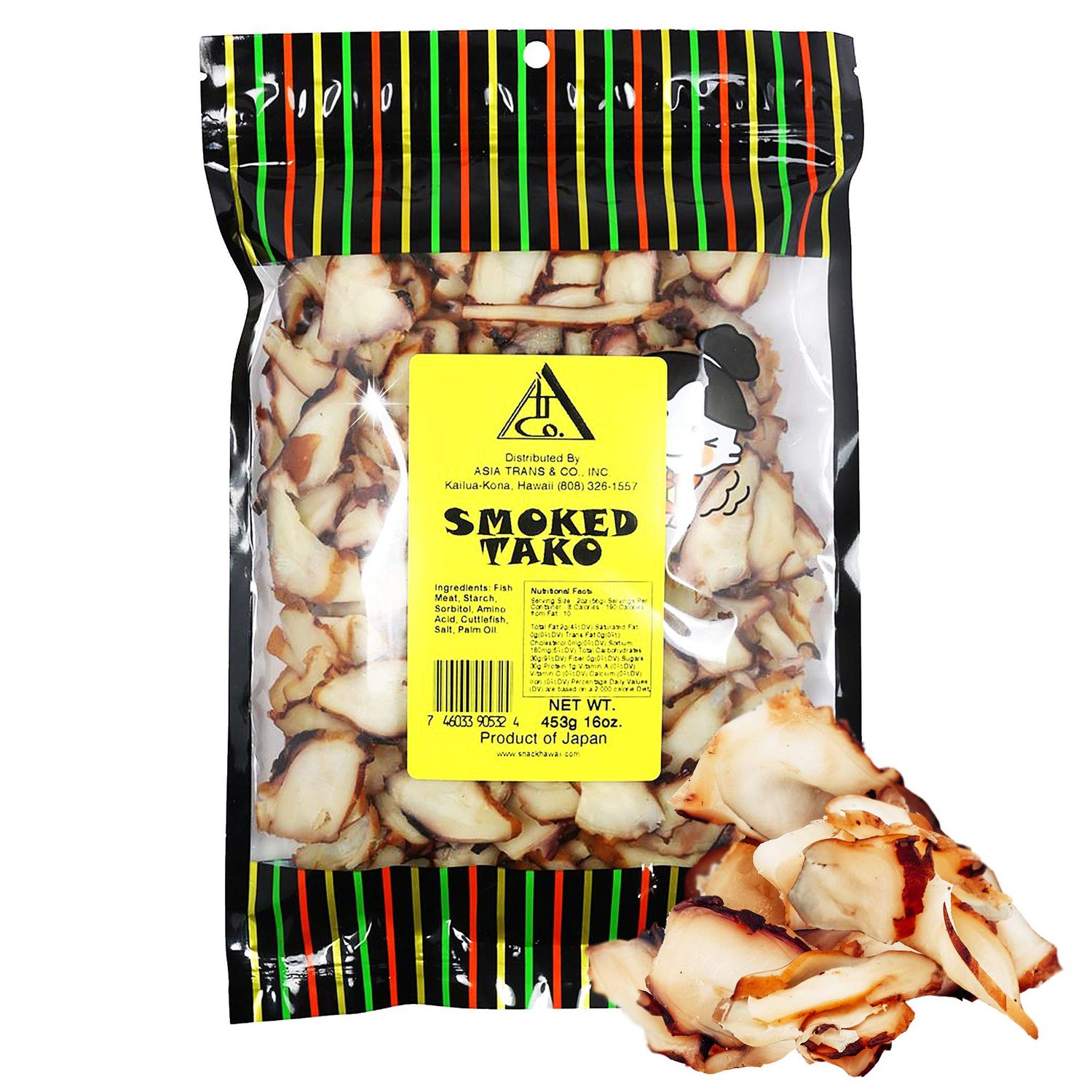 Asia Trans Smoked &amp; Dried Cuttlefish Tako | Hawaiian Seafood Jerky | Low-Fat, Low-Calorie Snack