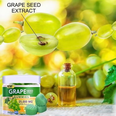 Holistic MD Grape Seed Extract Gummies | Grape Seed Oil 25,000 mg 50x Original | 95 Polyphenols | 1 Grape Seed Gummies in USA | Sugar Free Vegan | Grape Flavor 60 ct