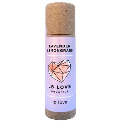 LB Love Organics Plastic Free Lip Love | Jumbo Organic Lip Balm | Organic Beeswax and Plant Based | Zero Waste Natural Lip Balm (Lavender Lemongrass)