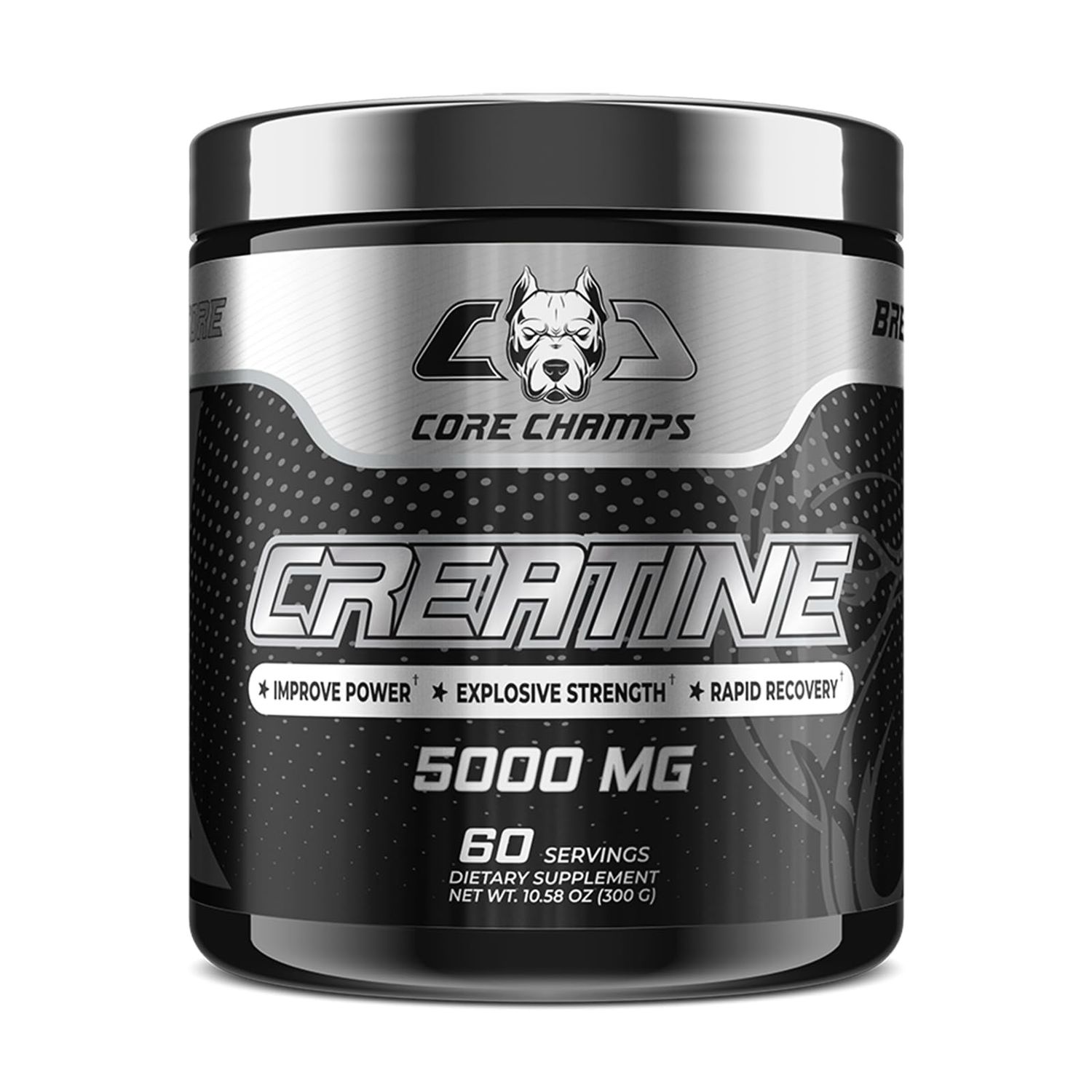 Core Champs Creatine for Men &amp; Women | 5000mg 100 Pure Micronized Creatine | No Fillers or Additives | Power, Strength, Recovery | 60 Servings (Unflavored)
