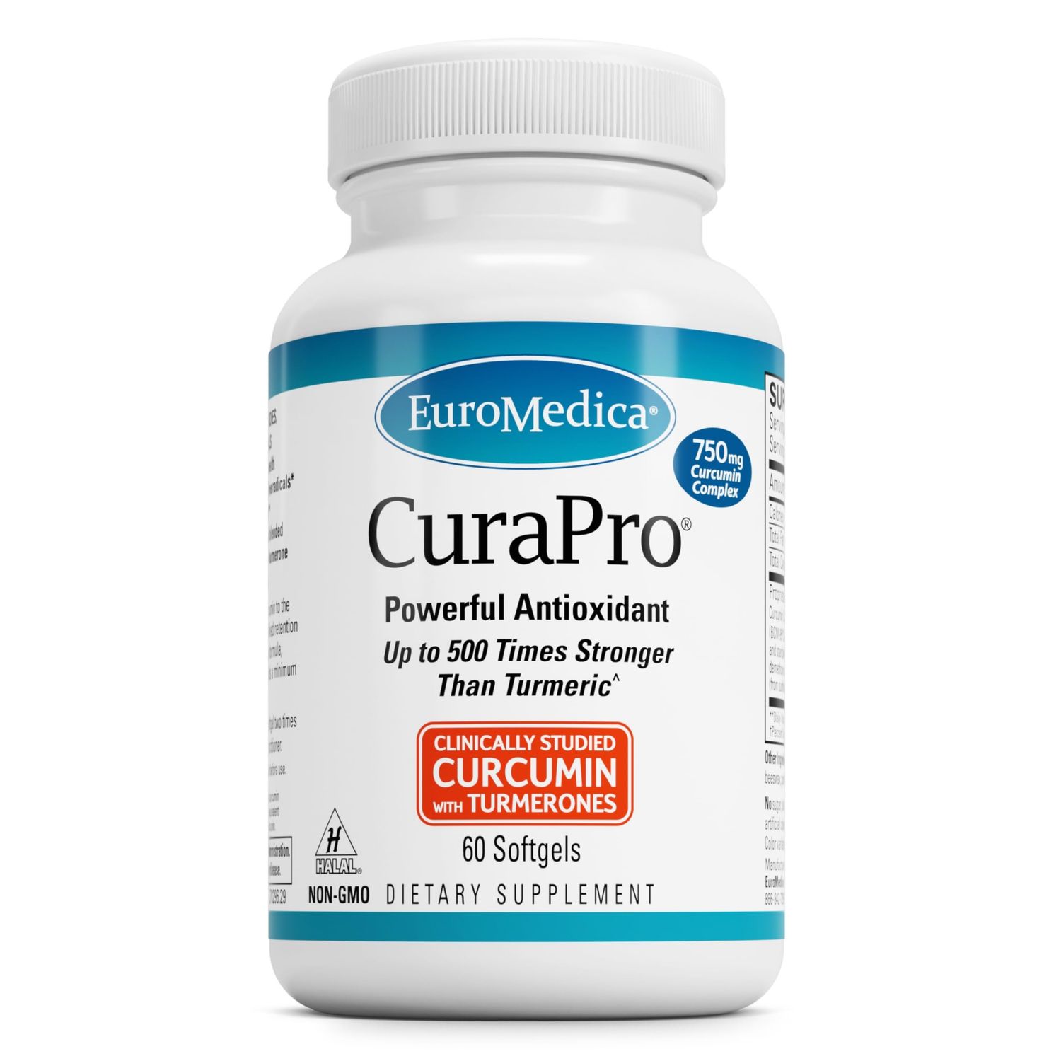 Euromedica CuraPro - Antioxidant Supplement for Brain &amp; Cardiovascular Health Support - Herbal Supplement with Curcumin - Dietary Immune Support Supplement - 60 Softgels