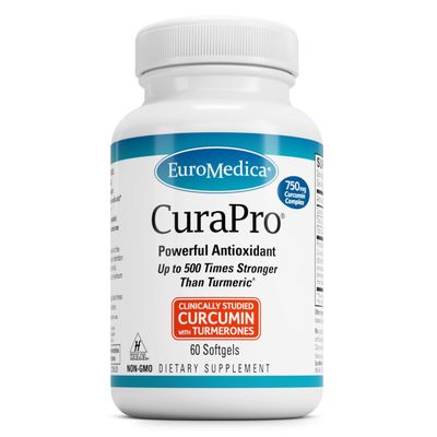 Euromedica CuraPro - Antioxidant Supplement for Brain &amp; Cardiovascular Health Support - Herbal Supplement with Curcumin - Dietary Immune Support Supplement - 60 Softgels