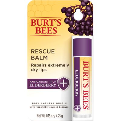 Burt&#39;s Bees Rescue Balm Elderberry Lip Balm, With Antioxidant-Rich Elderberry, Tint-Free, Natural Origin Lip Care, 1 Tube, 0.15 oz.