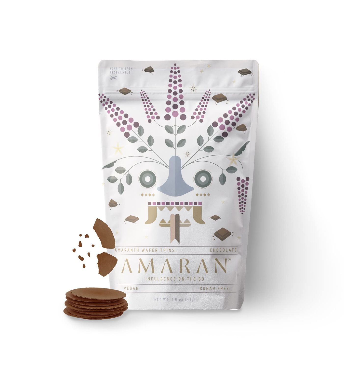 Amaran Amaranth Flour Wafer Thins - Low Calorie Snacks - Healthy Snacks For Adults - Protein Wafers - Gluten Free Vegan Snacks - Obleas de Amaranto (Chocolate, 6 Pack)