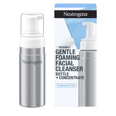 Neutrogena Reusable Gentle Foaming Facial Cleanser Starter Kit, Fragrance-Free Face Wash Concentrate is Gentle Enough for Sensitive Skin, 1 Reusable Pump Bottle &amp; 1 Refill Pack, 7.5 fl. oz