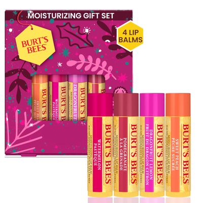 Burt&#39;s Bees Lip Balm Gift Set, Beeswax Bounty Fruit Mix, Perfect Lip Balms for Gift Baskets, 4-Pack, 0.15 oz.
