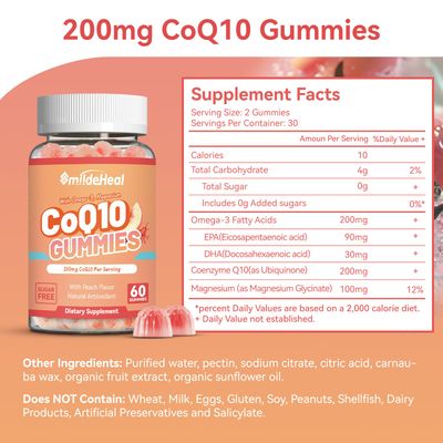 CoQ10 Gummies 200 MG, with Omega-3, EPA DHA, & Magnesium - Coenzyme Q10 Supplements for Hear-t Health, Cellular Energy & Antioxidant, Vegan - 120 Counts
