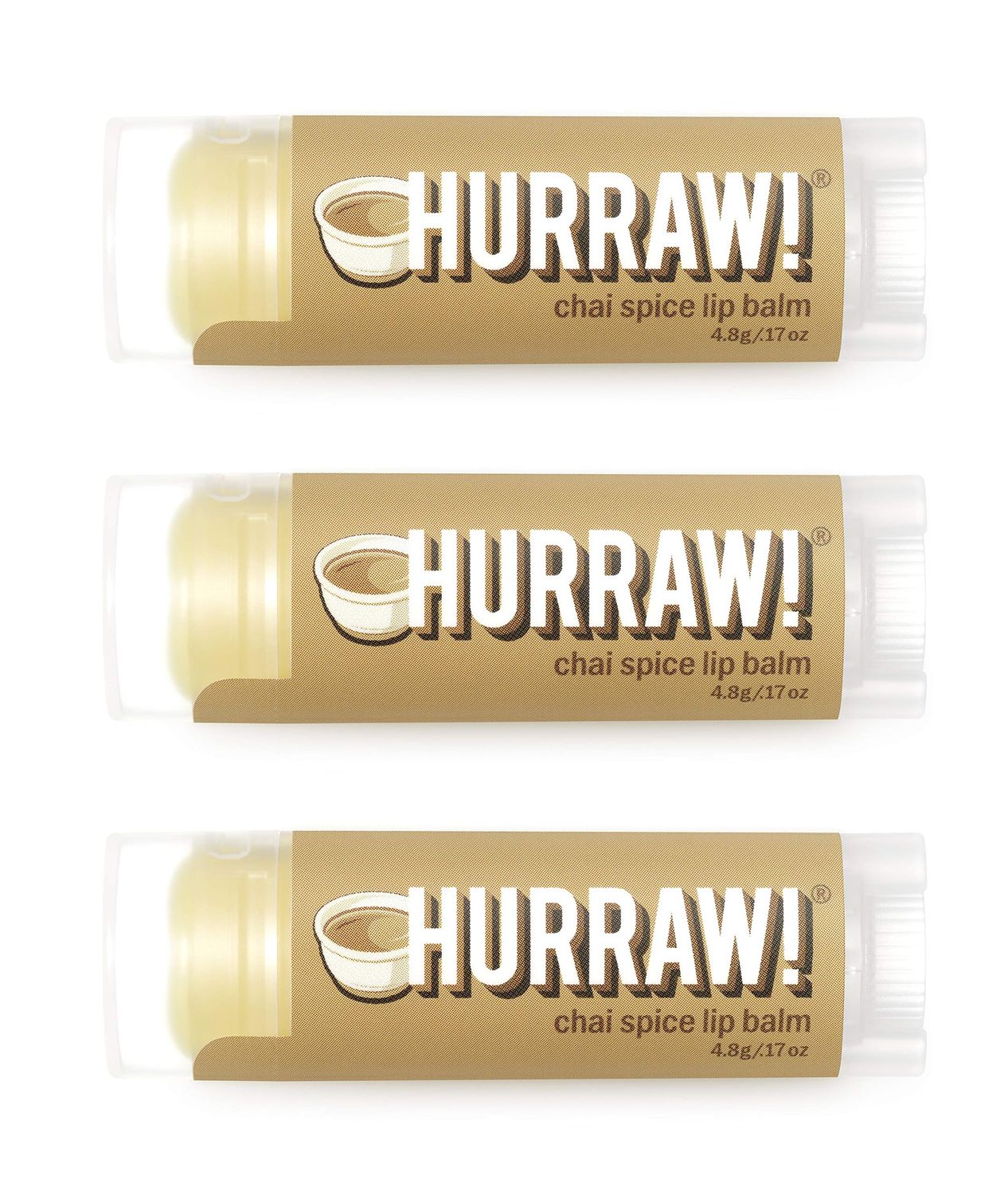 Hurraw! Chai Spice Lip Balm, 3 Pack: Organic, Certified Vegan, Cruelty and Gluten Free. Non-GMO, 100 Natural Ingredients. Bee, Shea, Soy and Palm Free. Made in USA