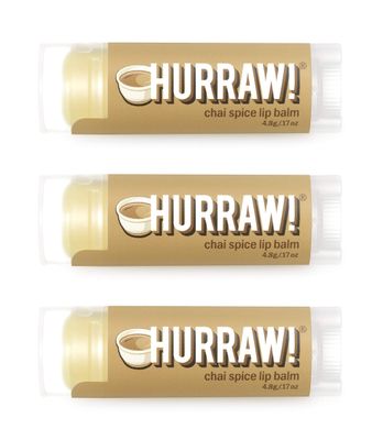 Hurraw! Chai Spice Lip Balm, 3 Pack: Organic, Certified Vegan, Cruelty and Gluten Free. Non-GMO, 100 Natural Ingredients. Bee, Shea, Soy and Palm Free. Made in USA