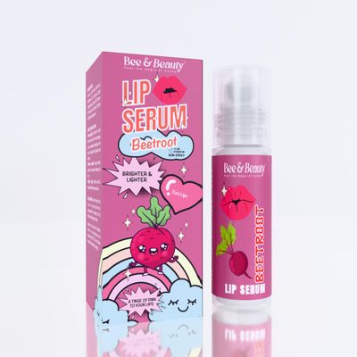 Bee &amp; Beauty Moisturizing Lip Serum Roll On - 5ml With Beetroot Extract Infusion Nourishes, Hydrates And Gently Exfoliates For Men And Women Natural Pink Lip Roll On For Daily Lip Care