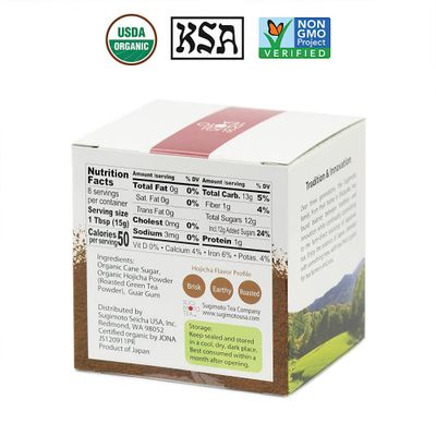 SUGIMOTO TEA Japanese Organic Hojicha Latte Blend Mix 4.23 oz (120 g) Sweetened Green Tea Hojicha Latte Powder