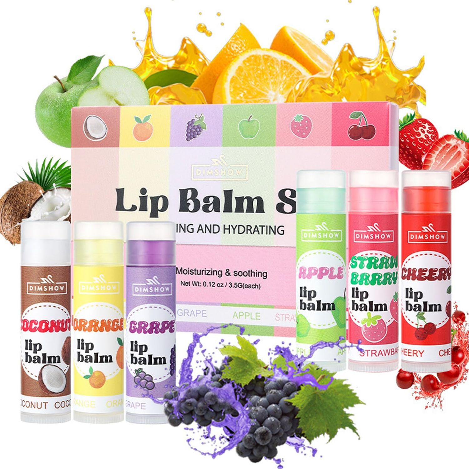 SWETIYOU 6 Pack Lip Balm, Natural Lip Balm Bulk with Fruit Flavoured, Moisturizing Lip Balm, Hydrating &amp; Prevention Dry and Cracked, Lip Care Product