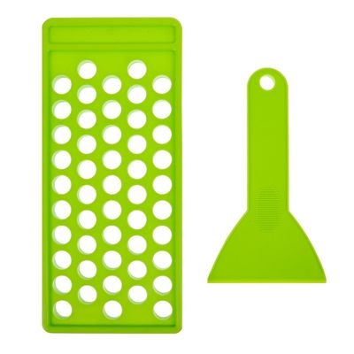 POPETPOP Lip Balm Filling Tray with Spatula Set: 50-Cavity Mold For 15mm Lip Balm Tubes ONLY - Plastic Lipbalm Tubes Tray (Green)