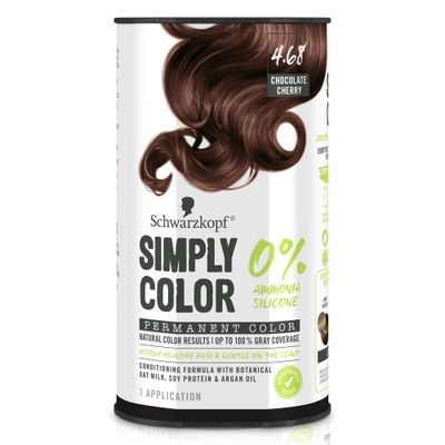 Schwarzkopf Simply Color Hair Color 4.68 Chocolate Cherry, 1 Application - Permanent Hair Dye for Healthy Looking Hair without Ammonia or Silicone, Dermatologist Tested, No PPD &amp; PTD