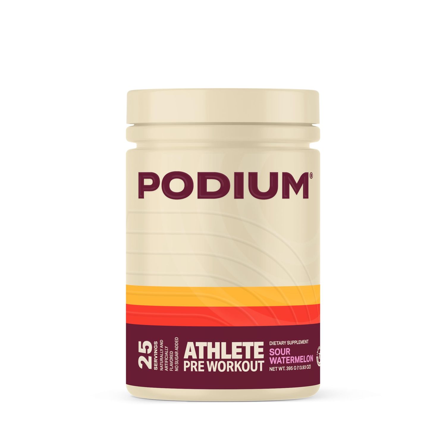 Podium Nutrition, Athlete Pre Workout Powder, Sour Watermelon, 25 Servings, Beta Alanine and Caffiene for Energy, Gluten Free, Soy Free, Dairy Free