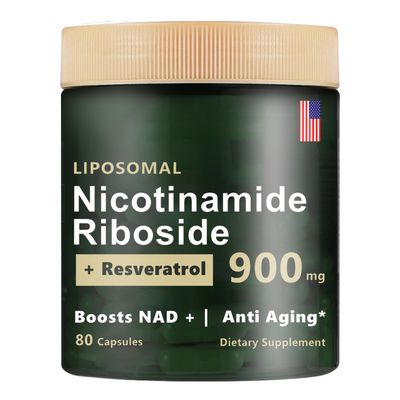ZAYMAN Liposomal Nicotinamide Riboside 900mg, NAD Nicotinamide Riboside Resveratrol, Quercetin, High Purity NAD Supplement for Anti-Aging, Energy, Focus - 80 Capsules